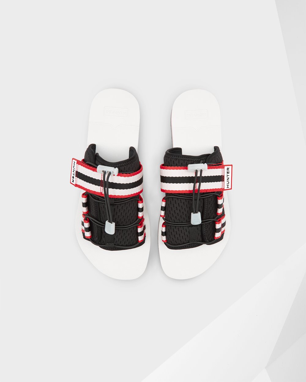 Mens Hunter Original Beach - Slides Black/White/Red - 8719-RDZCU